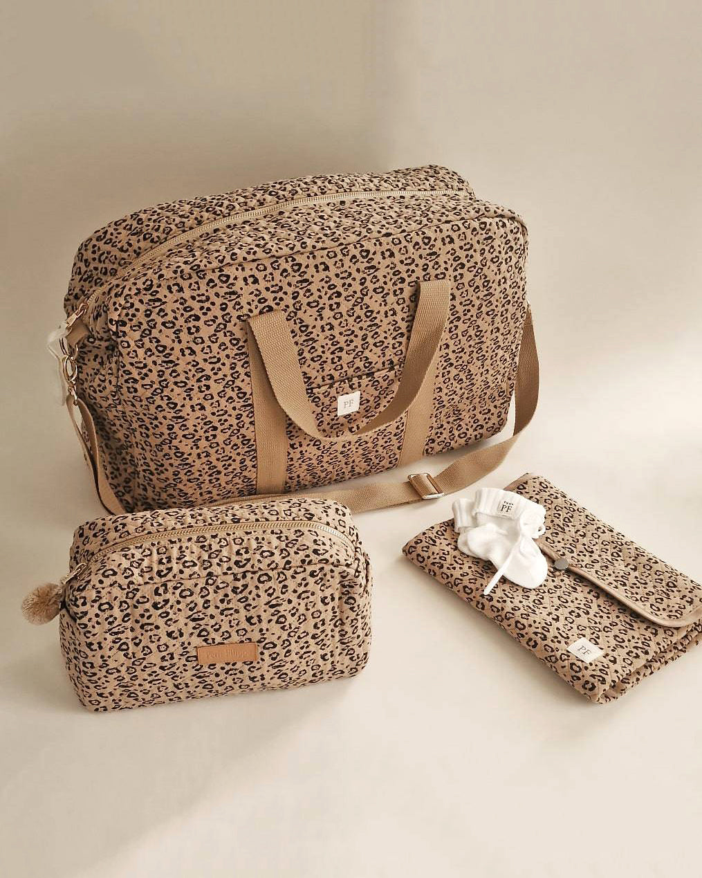 Quilted Diaper Bag - Leopard - Petit Filippe