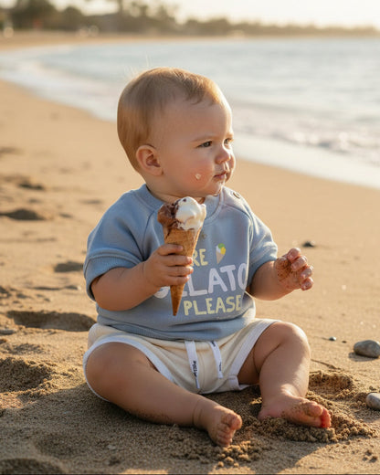 Sweatshirt - More Gelato Please - Steel Blue - Petit Filippe