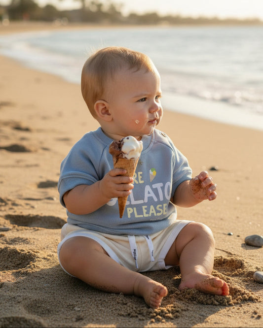 Sweatshirt - More Gelato Please - Steel Blue - Petit Filippe