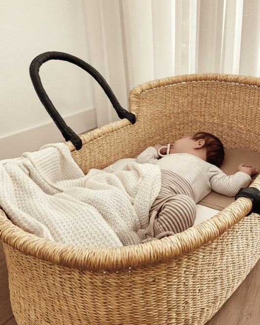 Moses Basket - No. 01 - Neutral - Schwarze Griffe