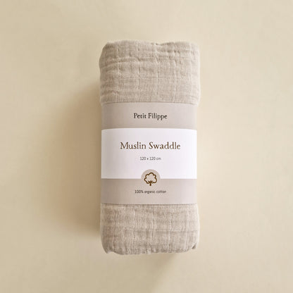 Muslin Swaddle XL - Oatmeal - Petit Filippe