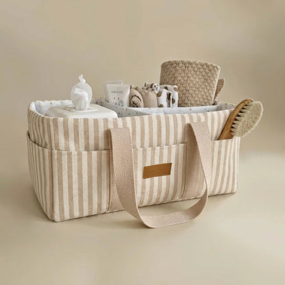 Nappy Caddy - Oatmeal Striped - Petit Filippe