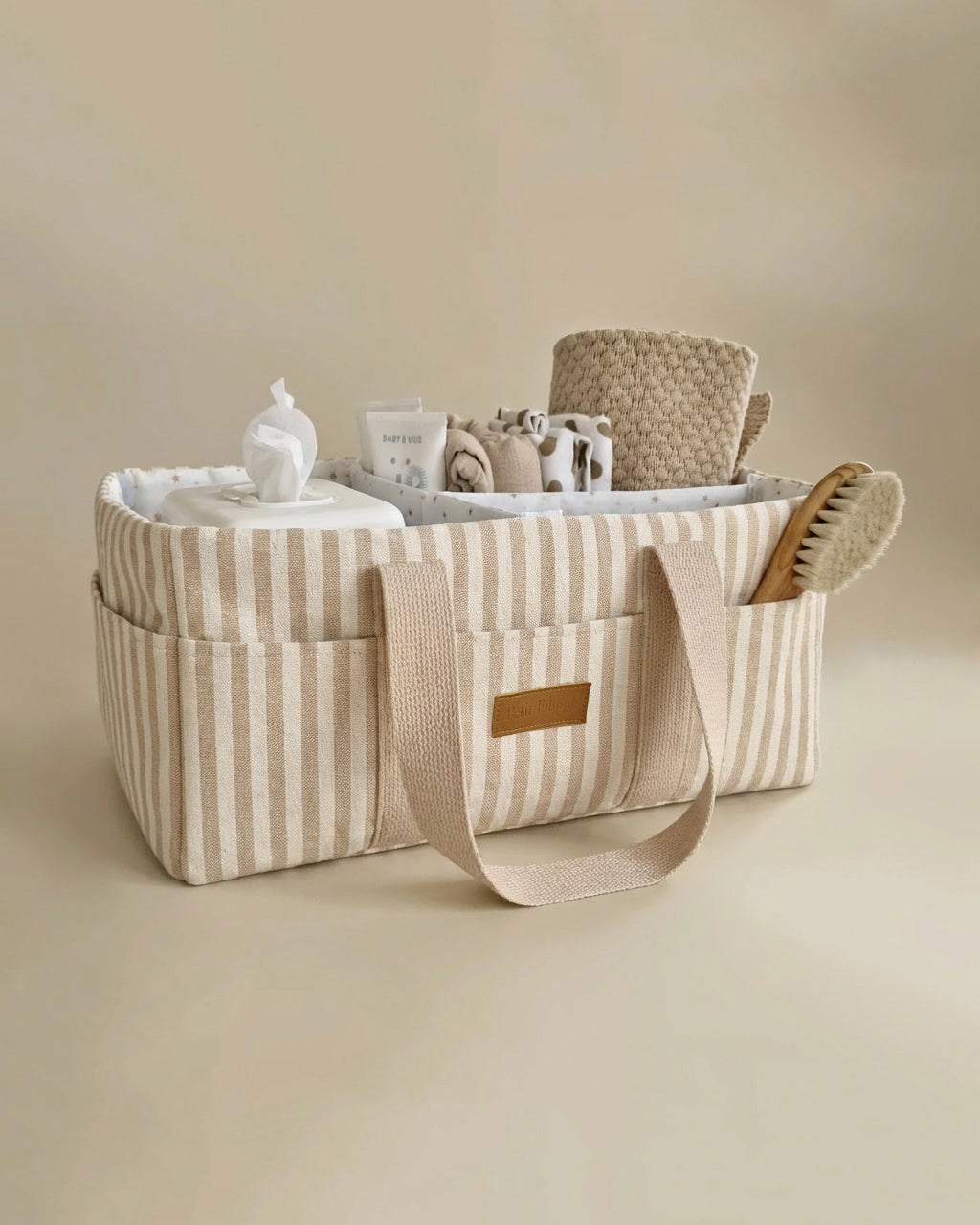 Nappy Caddy - Oatmeal Striped - Petit Filippe