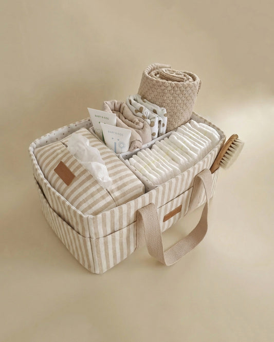 Nappy Caddy - Oatmeal Striped
