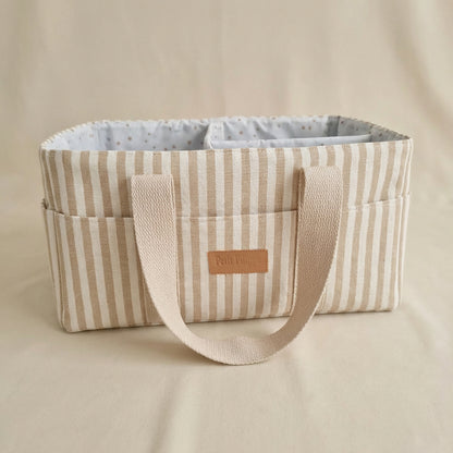 Nappy Caddy - Oatmeal Striped - Petit Filippe