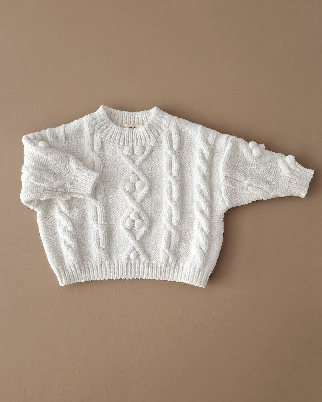 Oversized Cable Knit Sweater - Cotton - Ivory