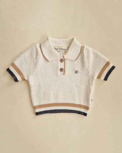 Knitted Polo Shirt - Ivory - Petit Filippe