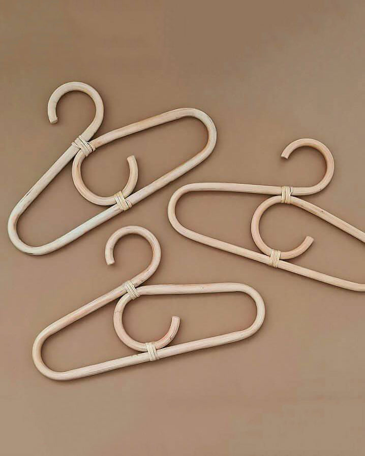 Rattan Baby Clothes Hangers - Set of 3 - Petit Filippe