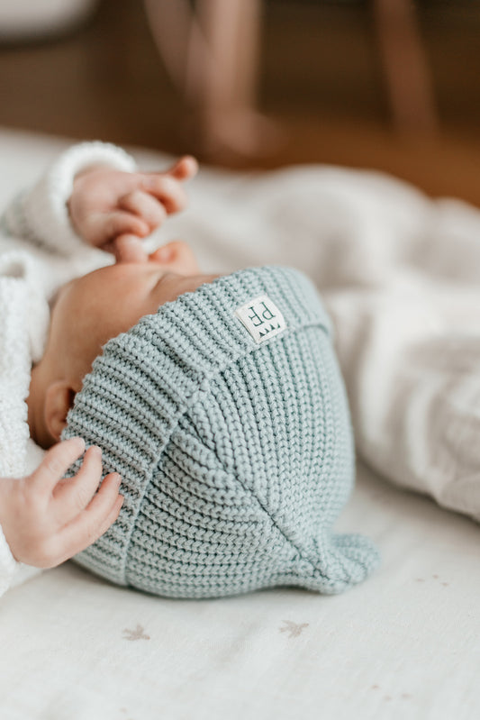 Short Beanie - Baumwolle - Misty Blue