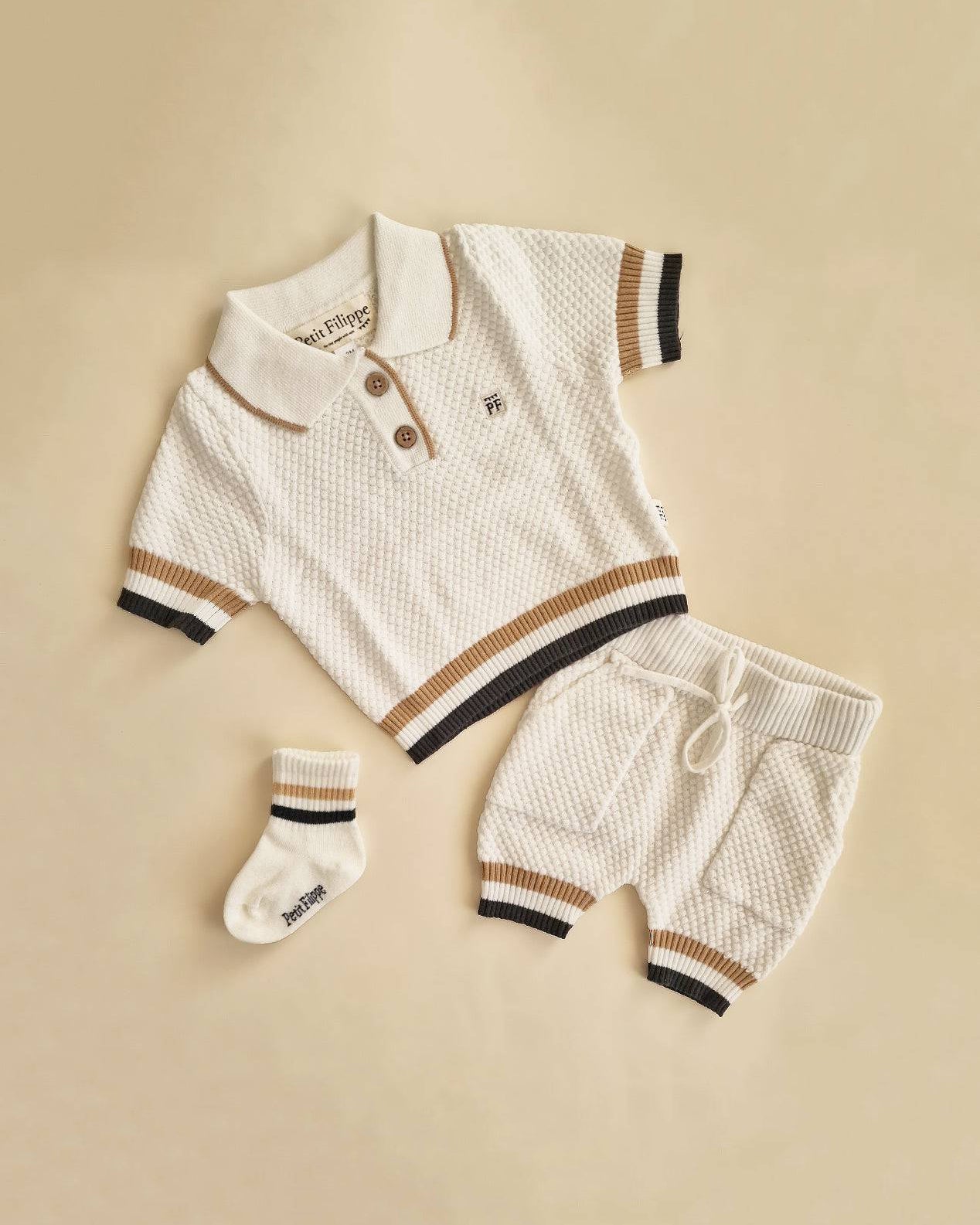 Knitted Polo Shirt - Ivory - Petit Filippe