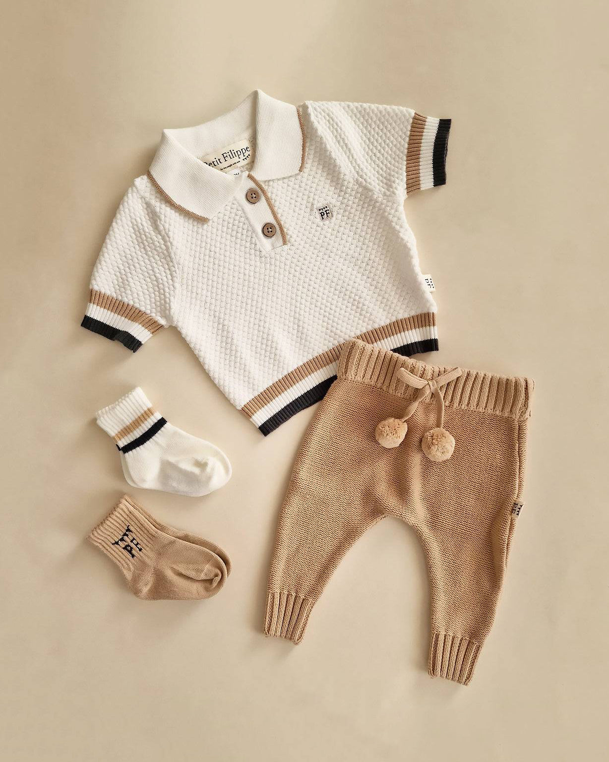 Knitted Polo Shirt - Ivory - Petit Filippe