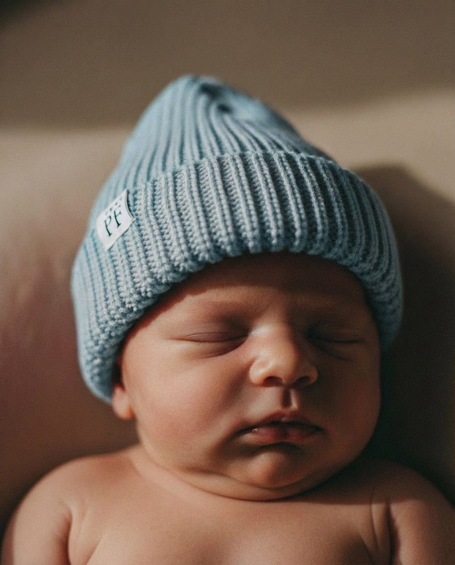 Bonnet court - Coton - Bleu Brumeux