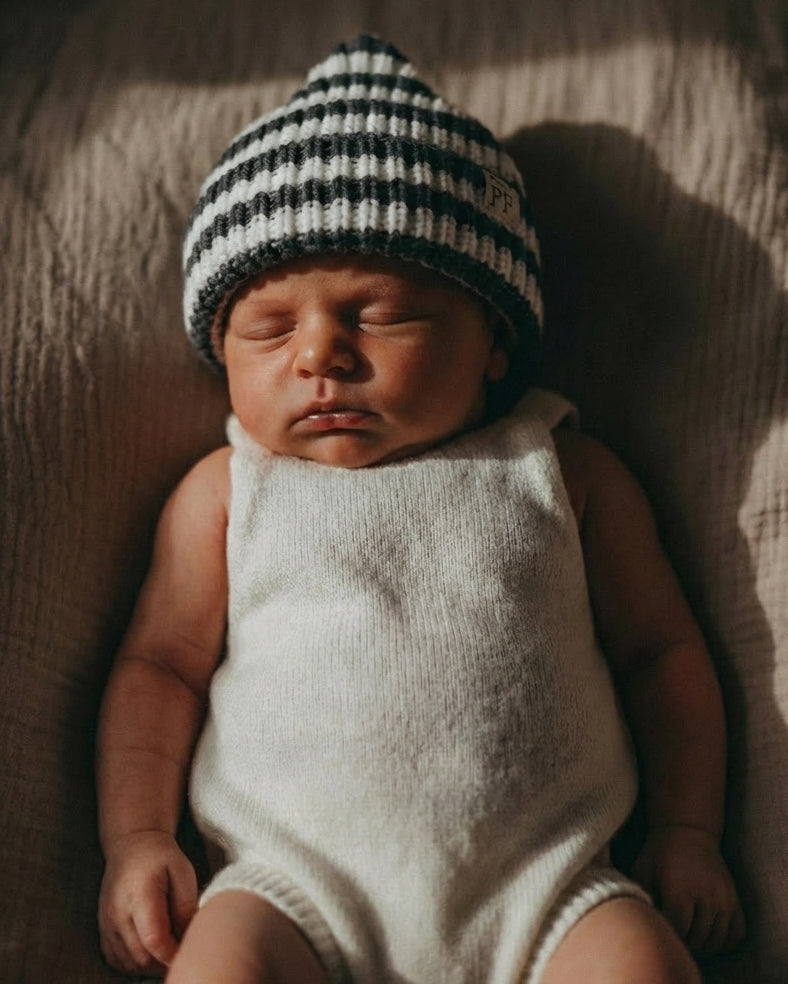 Bonnet court - Coton - Graphite & Ivoire