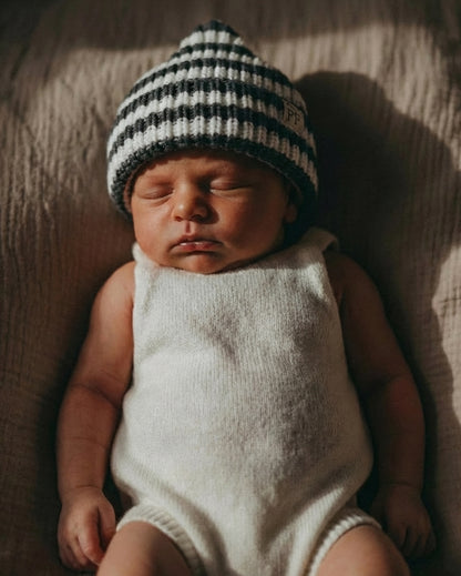 Bonnet court - Coton - Graphite & Ivoire