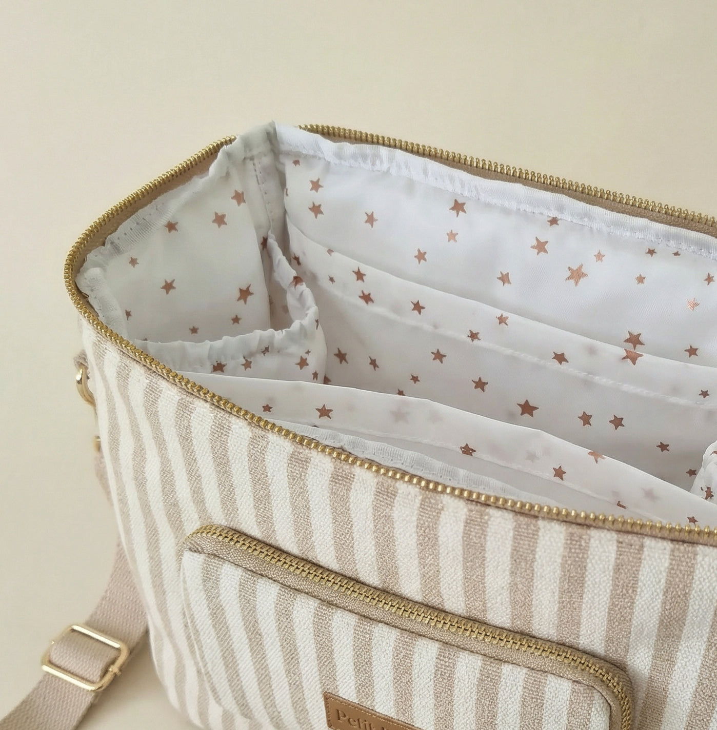 Canvas Stroller & Crossbody Bag - Oatmeal Striped - Petit Filippe