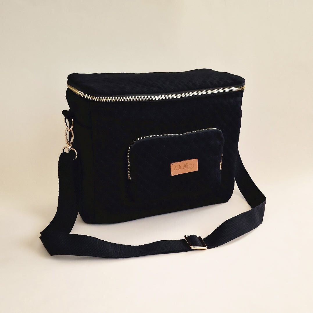 Quilted Stroller & Crossbody Bag - Black - Petit Filippe