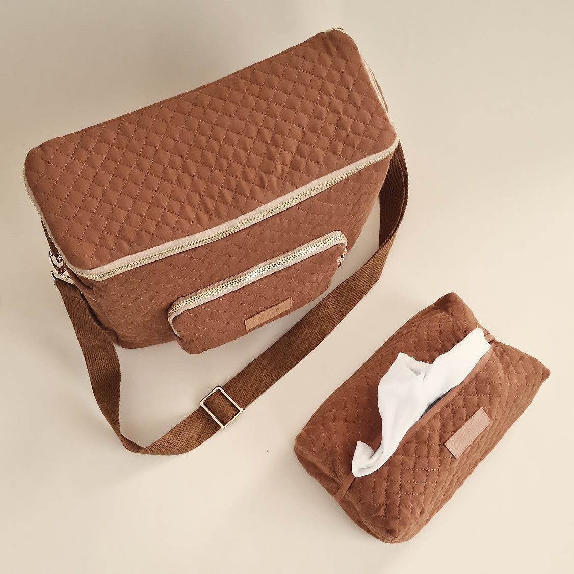 Quilted Stroller & Crossbody Bag - Brick - Petit Filippe