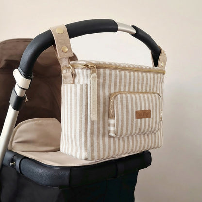 Canvas Stroller & Crossbody Bag - Oatmeal Striped - Petit Filippe