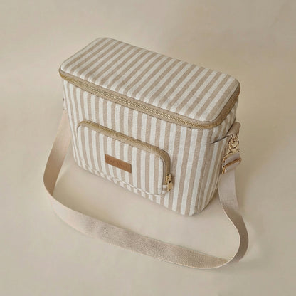 Canvas Stroller & Crossbody Bag - Oatmeal Striped - Petit Filippe