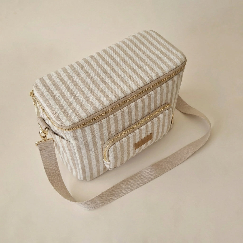 Canvas Stroller & Crossbody Bag - Oatmeal Striped - Petit Filippe