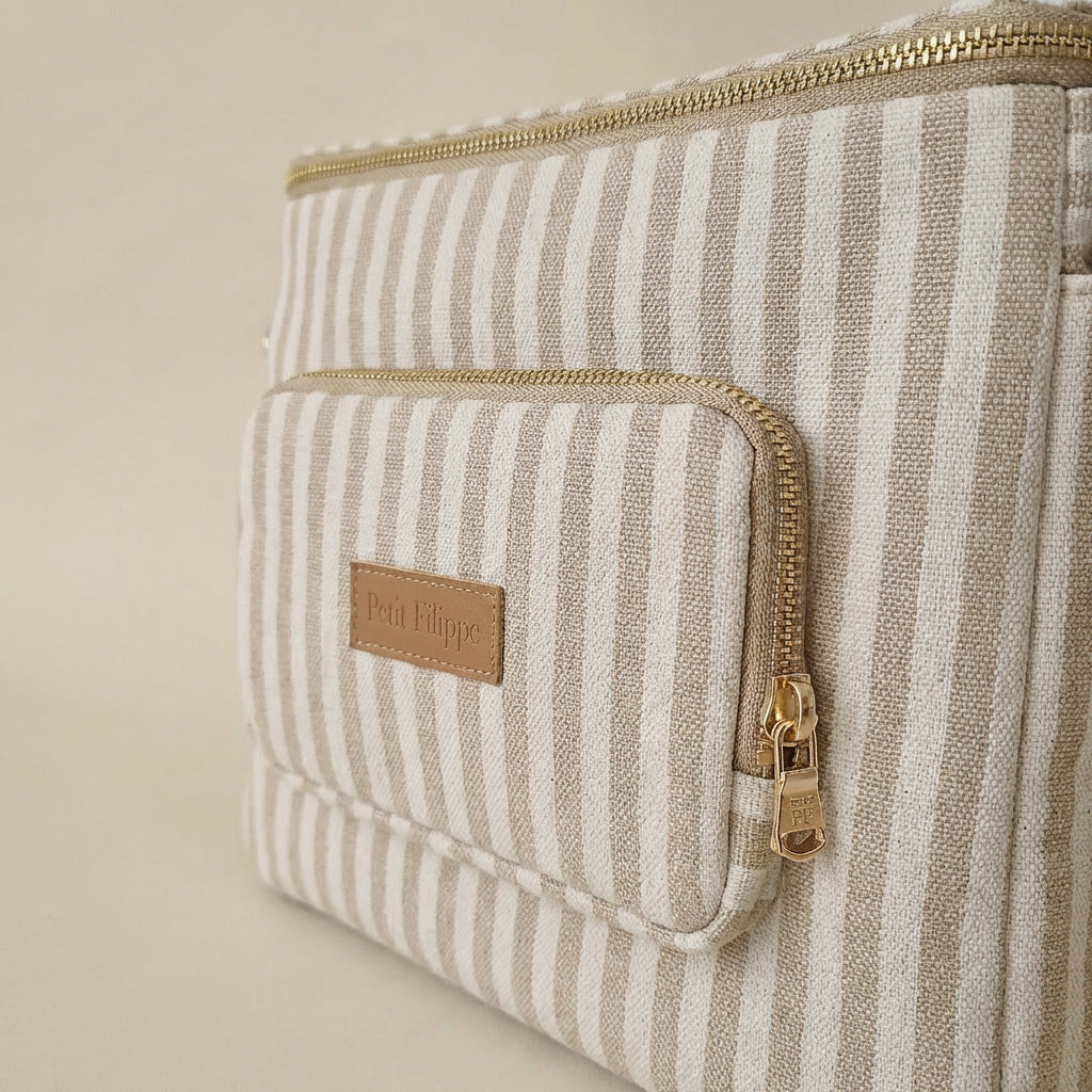 Canvas Stroller & Crossbody Bag - Oatmeal Striped - Petit Filippe