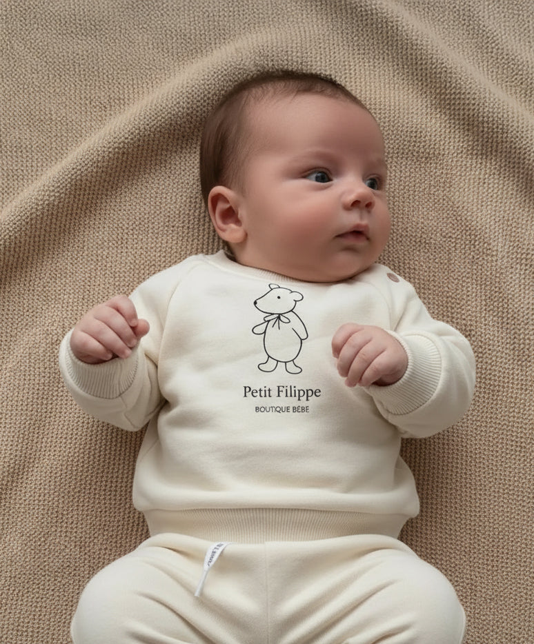 Sweatshirt - Teddy Bear - Ecru - Petit Filippe