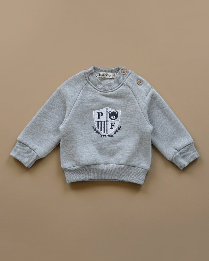 Sweatshirt - Varsity Crest - Grey - Petit Filippe