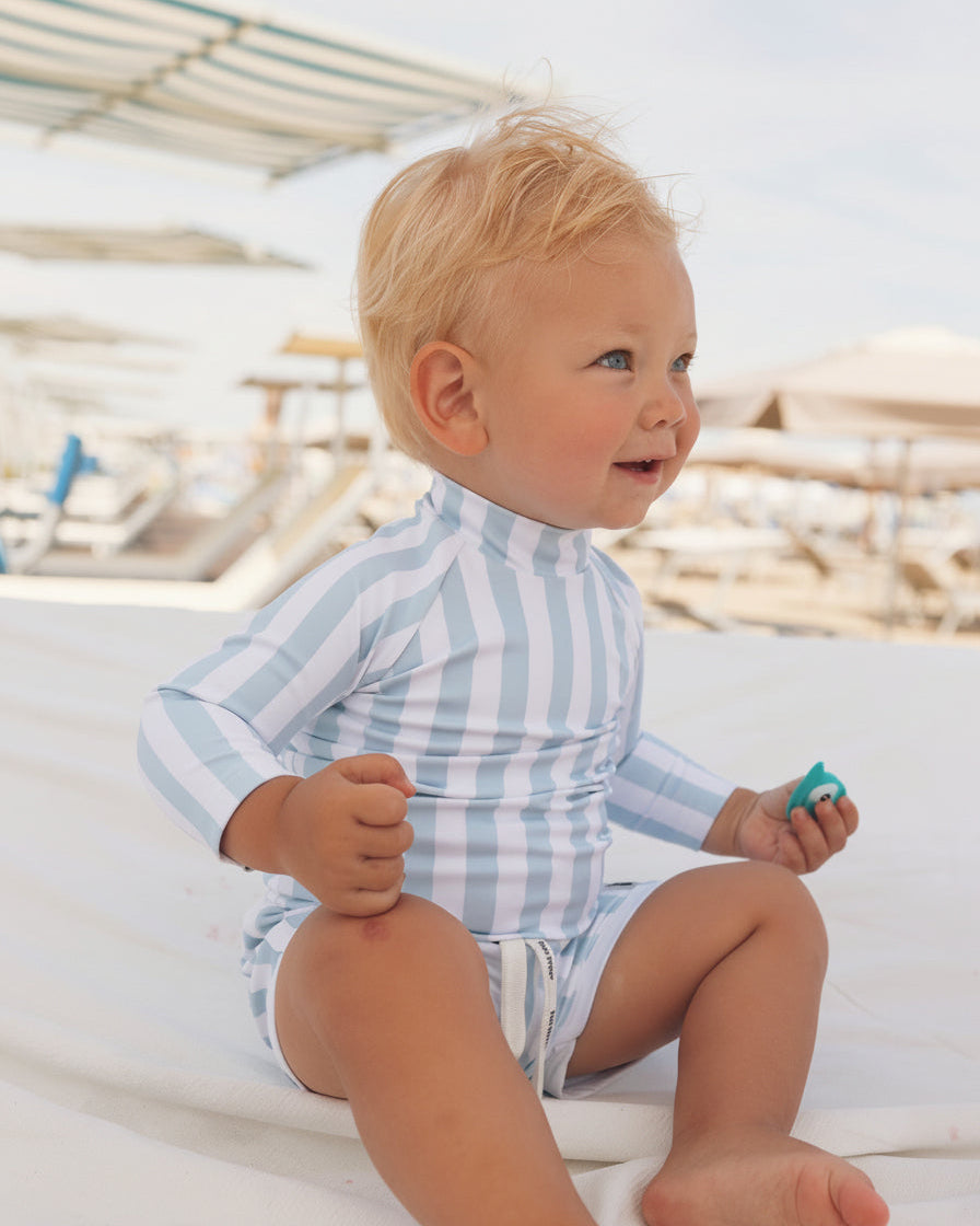 Baby Swim Shirt - UPF50+ - Misty Blue Striped - Petit Filippe