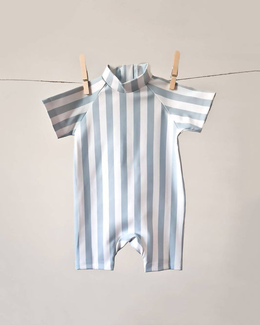 Baby Swim Playsuit - UPF50+ - Misty Blue Stripes - Petit Filippe