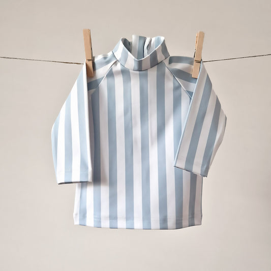 Baby Swim Shirt - UPF50+ - Misty Blue Striped