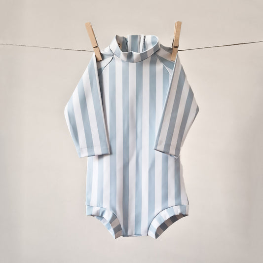 Baby Swimsuit - UPF50+ - Misty Blue Stripes