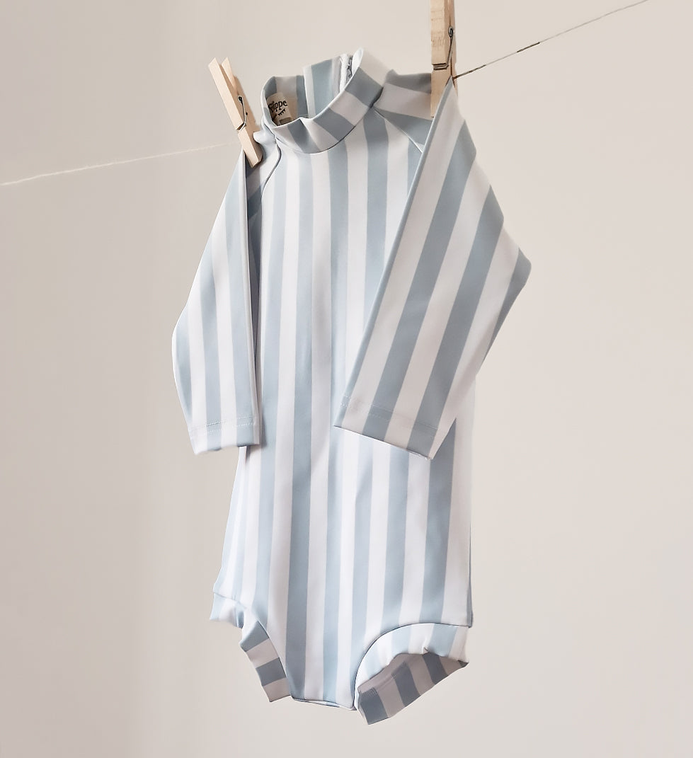 Baby Swimsuit - UPF50+ - Misty Blue Stripes - Petit Filippe