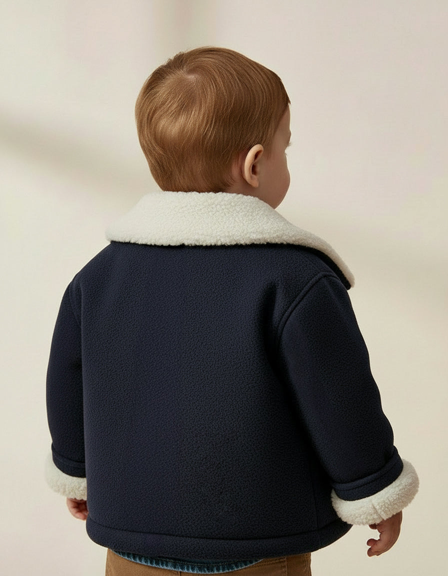 Veste doublée en peluche - Bleu nuit