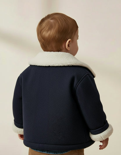 Veste doublée en peluche - Bleu nuit