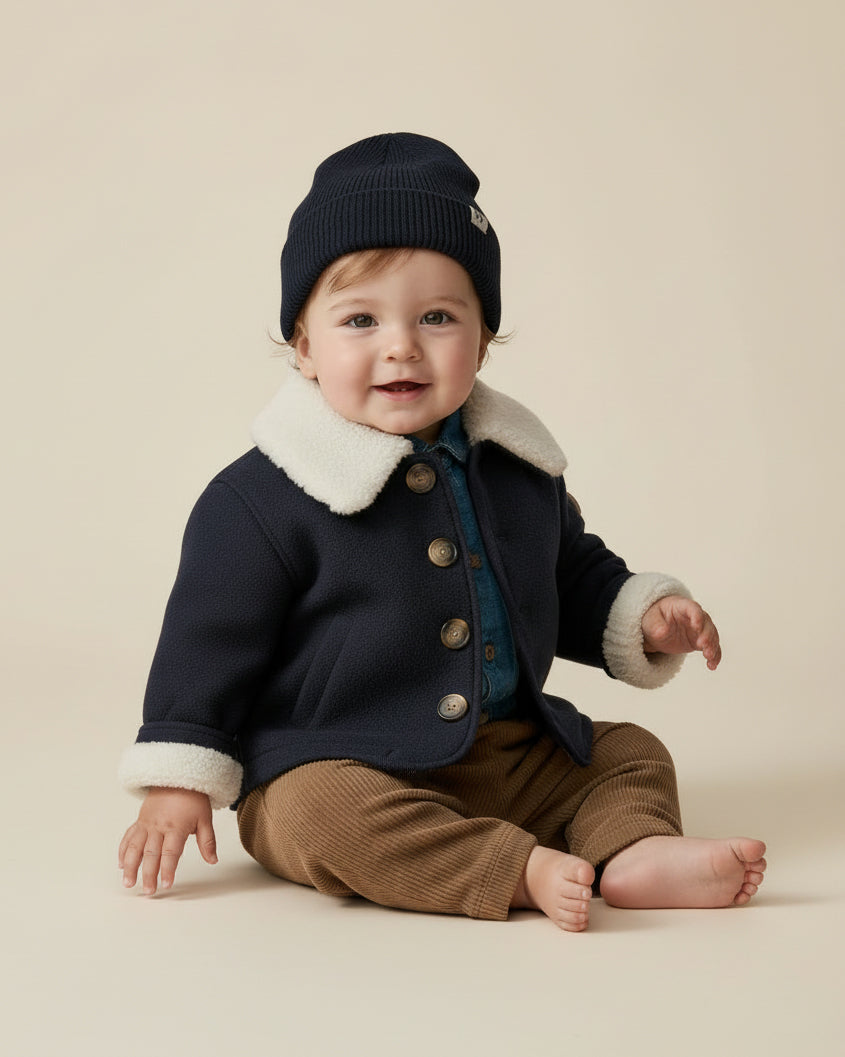 Teddy-Lined Jacket - Night Blue - Petit Filippe