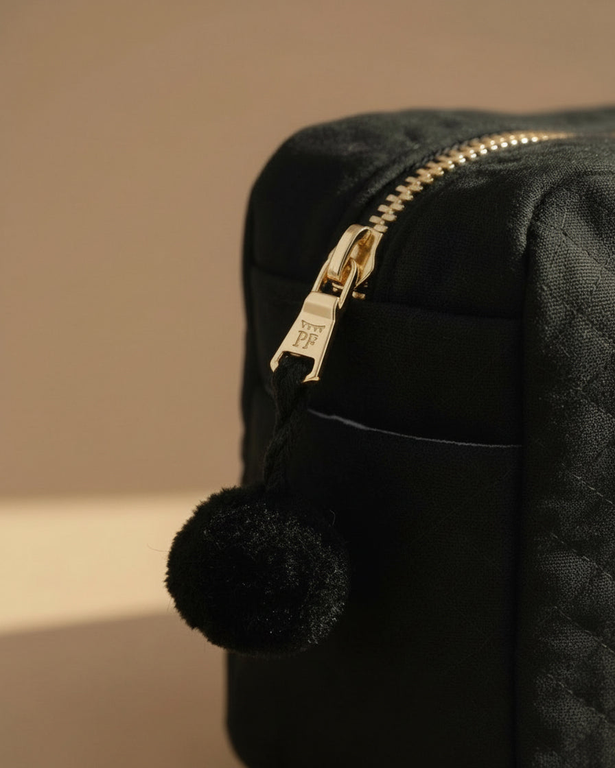 Quilted Toiletry Bag - Black - Petit Filippe