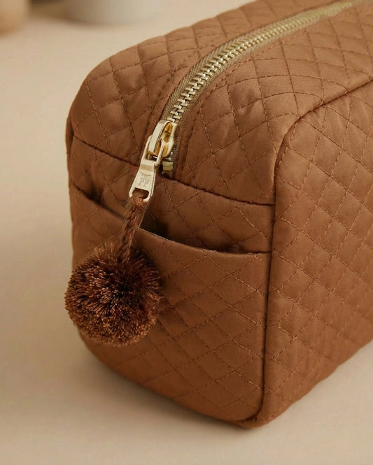 Quilted Toiletry Bag - Brick - Petit Filippe
