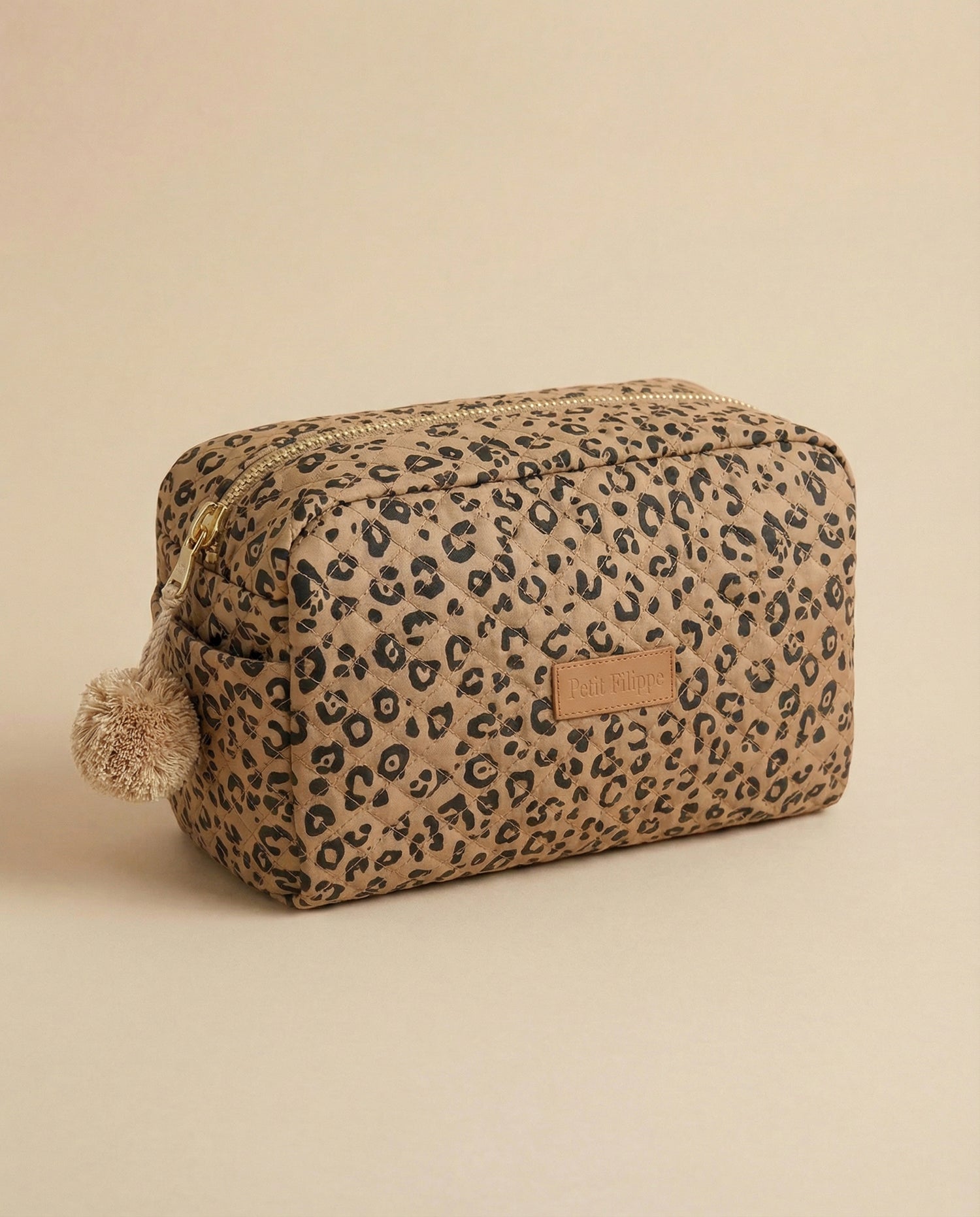 Quilted Toiletry Bag - Leopard - Petit Filippe
