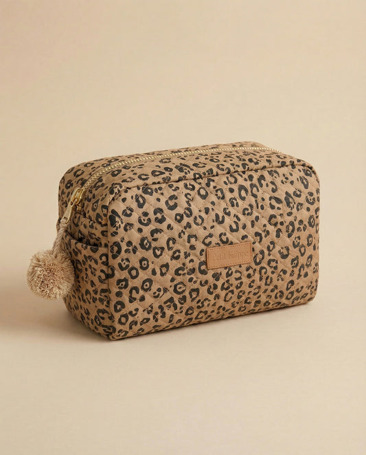 Quilted Toiletry Bag - Leopard - Petit Filippe