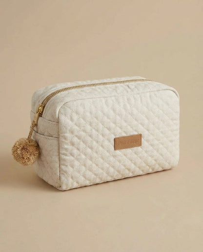 Quilted Toiletry Bag - Natural Linen/Cotton Blend - Petit Filippe