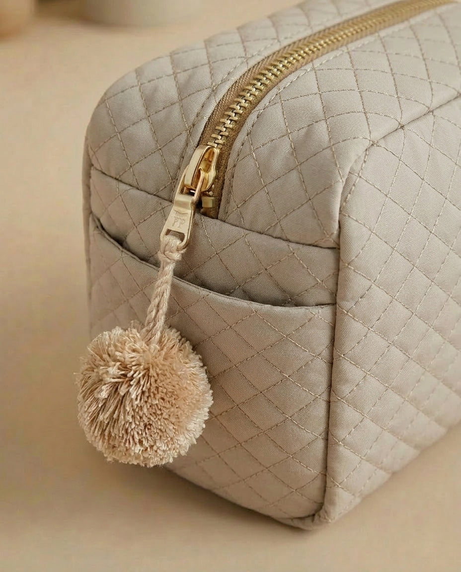 Quilted Toiletry Bag - Oatmeal - Petit Filippe