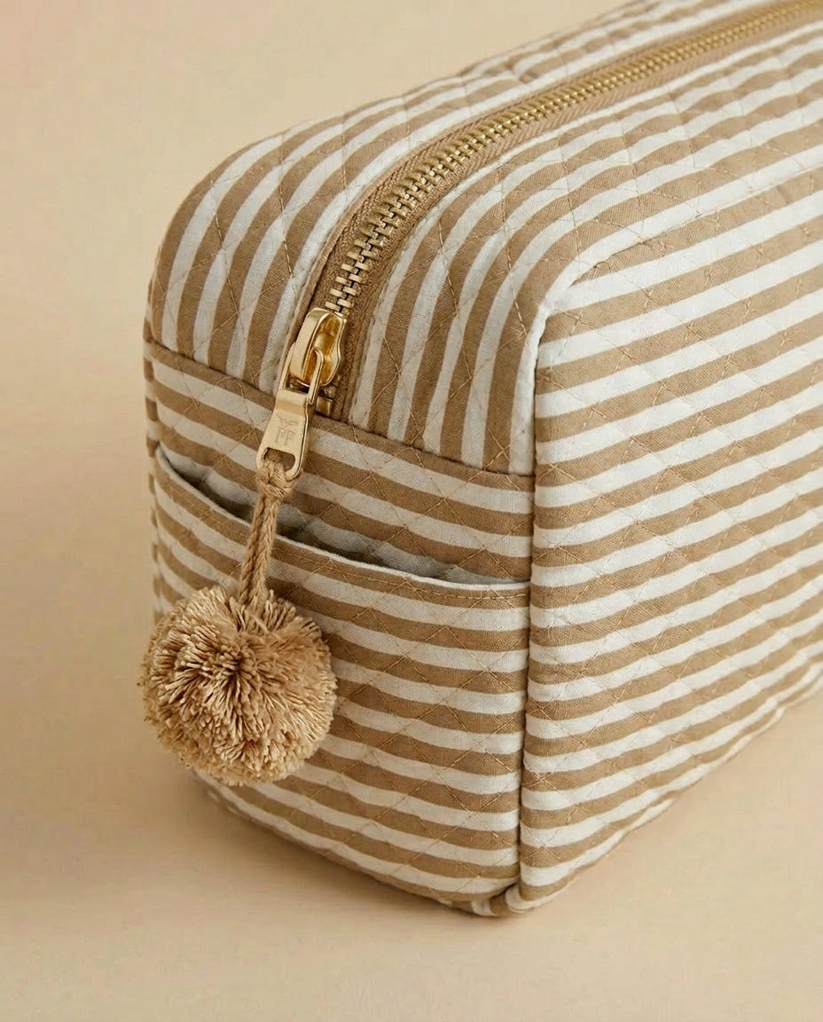 Quilted Toiletry Bag - Striped - Petit Filippe