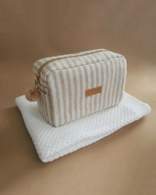 Toiletry Bag - Oatmeal Striped