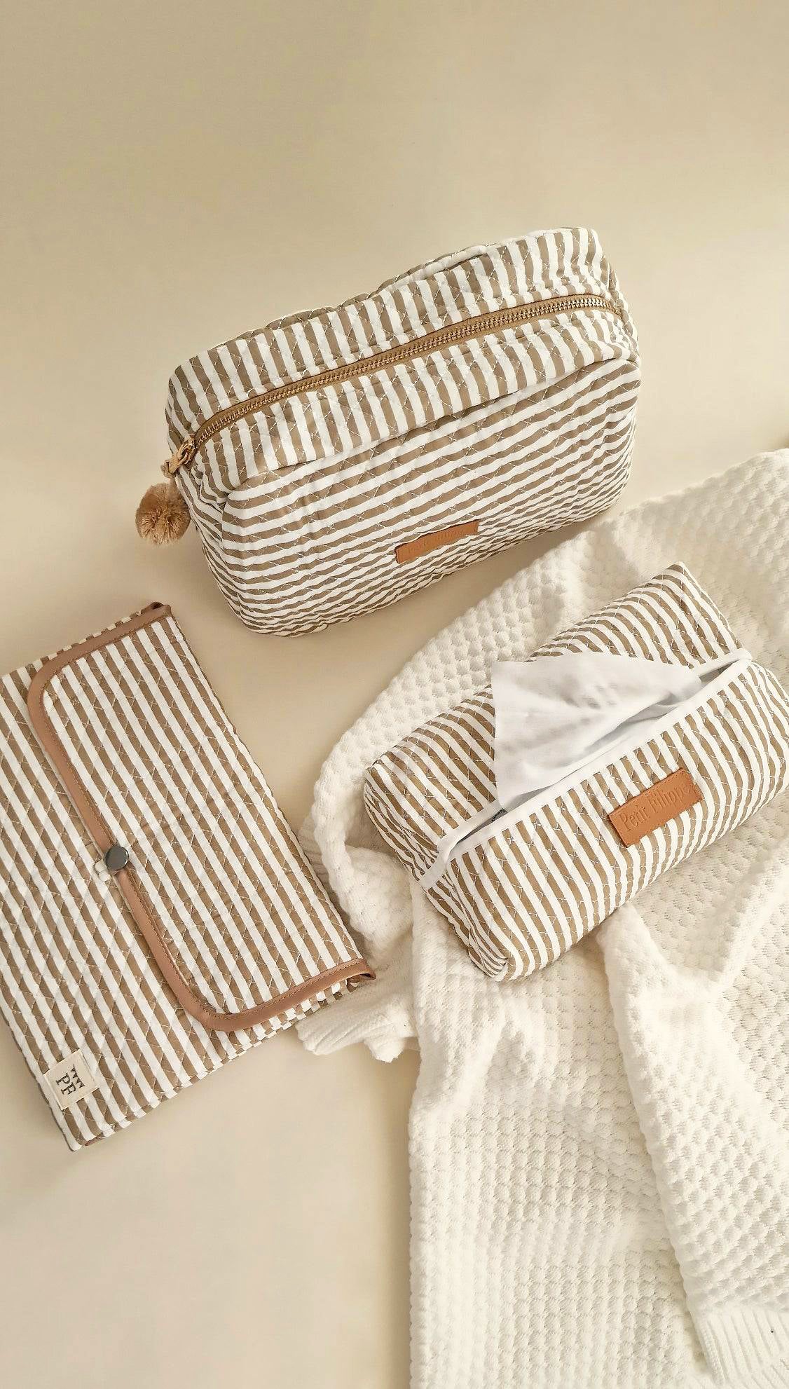 Quilted Toiletry Bag - Striped - Petit Filippe