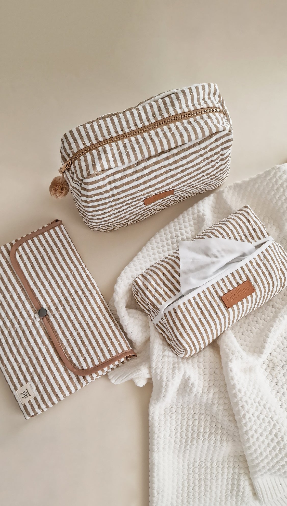 Quilted Toiletry Bag - Striped - Petit Filippe