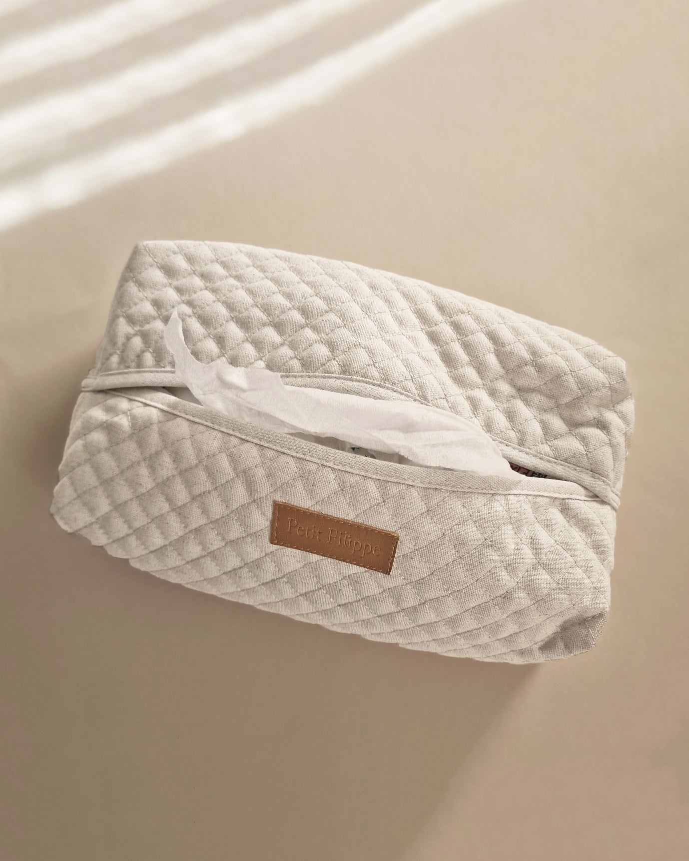 Baby Wipes Cover - Natural Linen/Cotton Blend - Petit Filippe