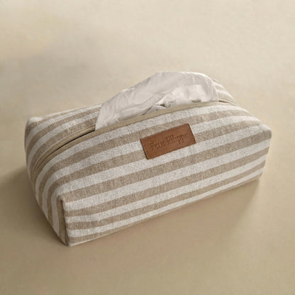 Baby Wipes Cover - Oatmeal Striped - Petit Filippe