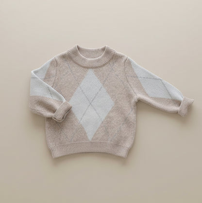 Argyle Sweater - Merino Wool - Oat