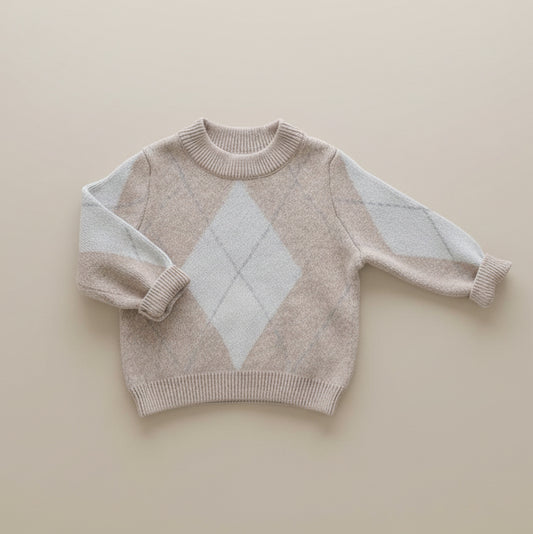Argyle Sweater - Merino Wool - Oat