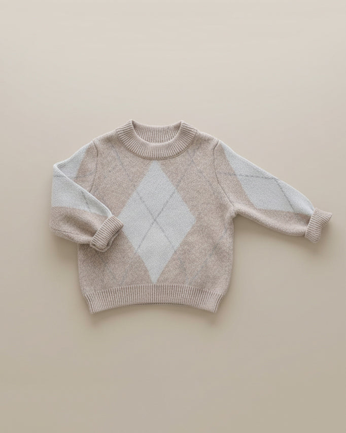 Argyle Sweater - Merino Wool - Oat - Petit Filippe